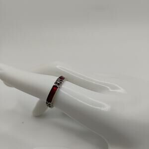 Judith Jack Red Enamel Sterling Silver Ring sz7